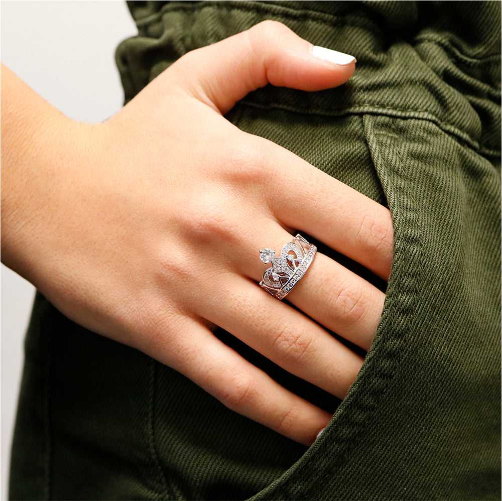 Tiara Eternity Band Made With Swarovski Elements On Finger