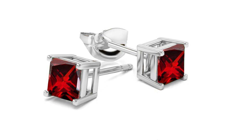 Ruby Princess Cut Studs