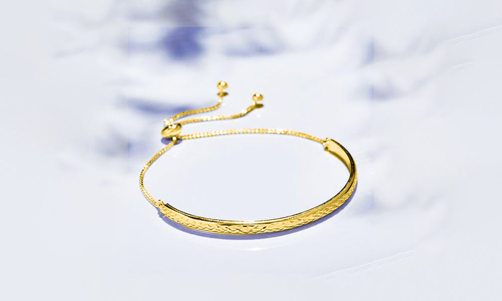 Gold Italian Sterling Silver Adjustable Bangle Bracelet