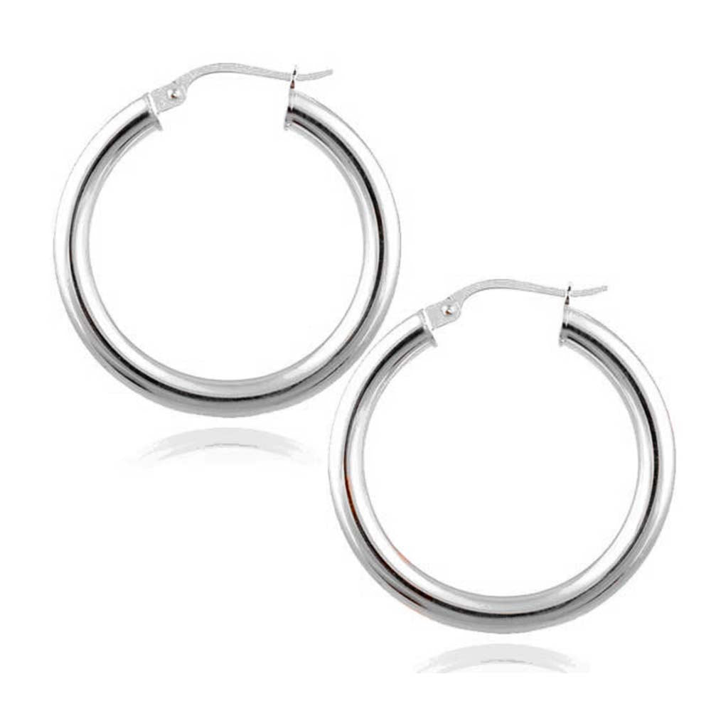Silver Sterling Silver Classic French Lock Hoop Earrings