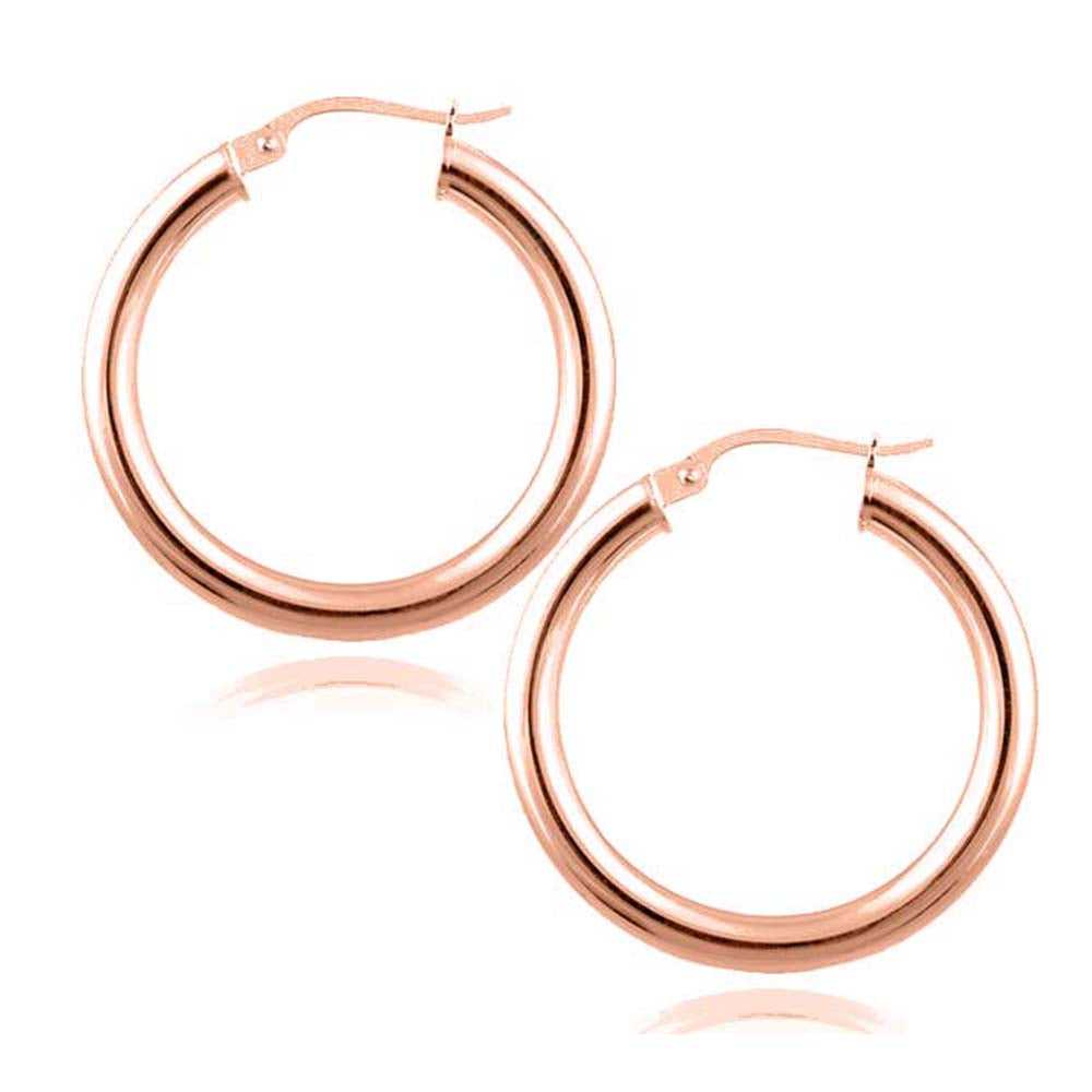 Rose Gold Sterling Silver Classic French Lock Hoop Earrings