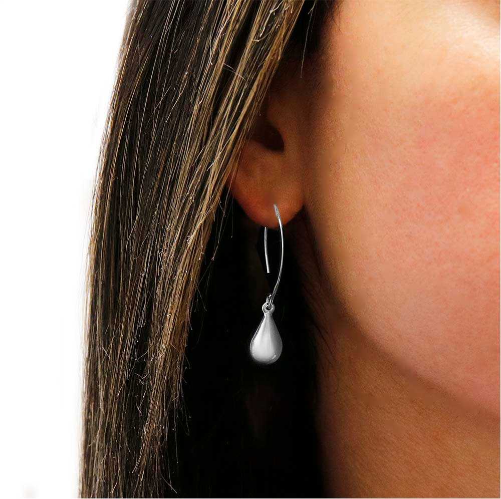 Silver Italian Sterling Silver Threader Drop Earrings On Ear