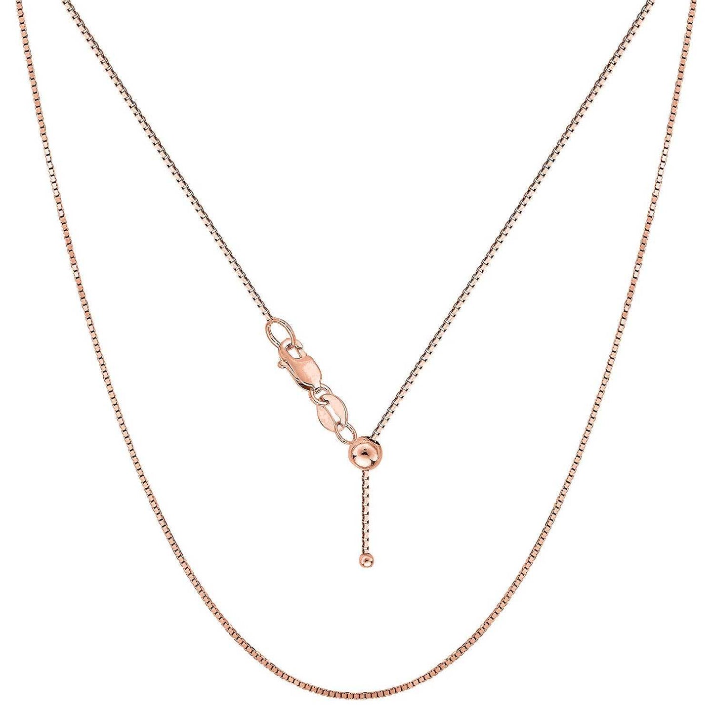 Rose Gold Italian Sterling Silver Adjustable Box Chain Necklace