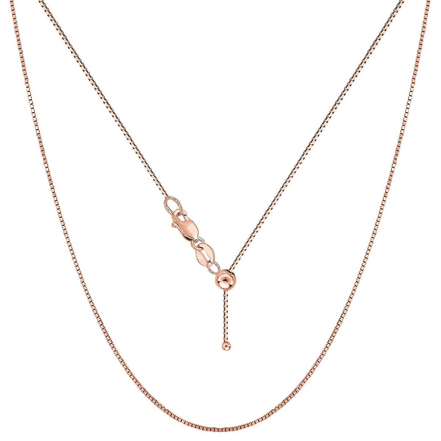 Rose Gold Italian Sterling Silver Adjustable Box Chain Necklace