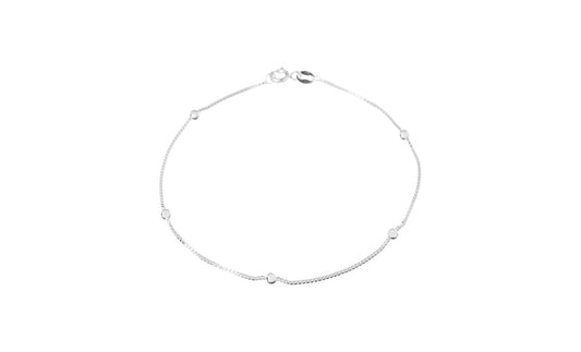 Italian Sterling Silver Beaded Box Anklet