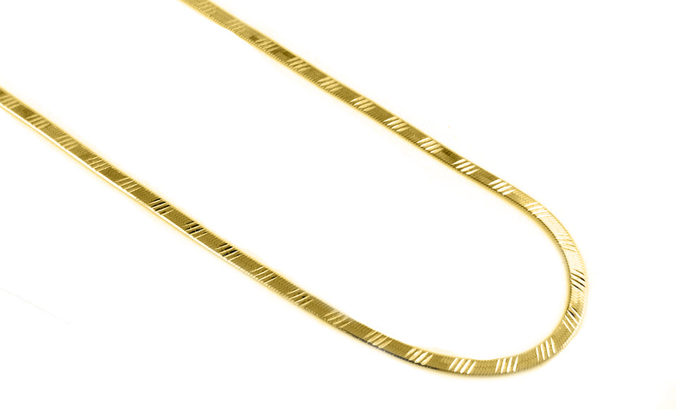 Sterling Silver Herringbone Chain Necklace in 18K Gold, Rose Gold, or Silver