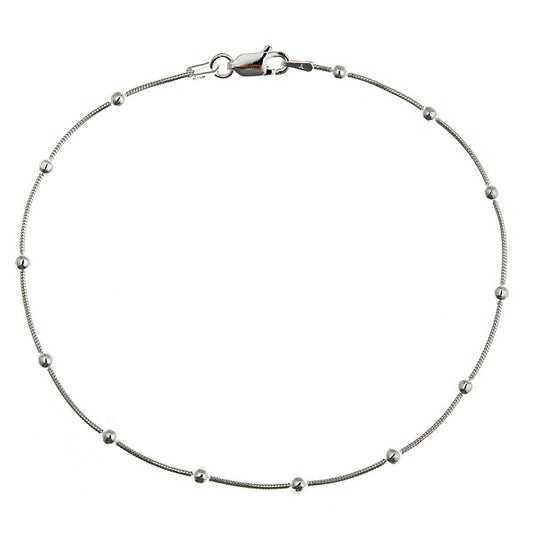 Italian Sterling Silver Beaded Snake Anklet