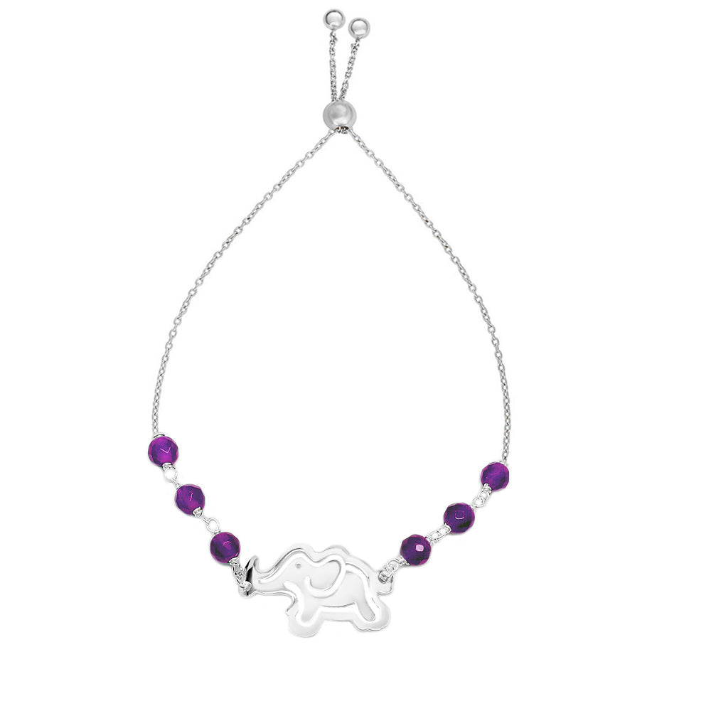Italian Sterling Silver Adjustable Freshwater Pearl Or Crystal Elephant Charm Bracelet