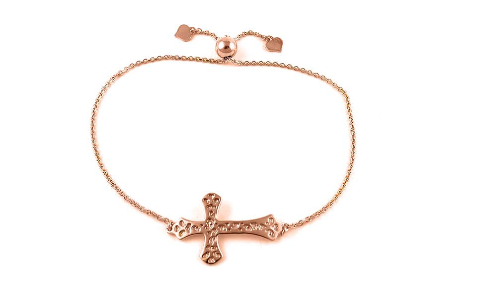 Italian Sterling Silver Adjustable Cross Bracelet