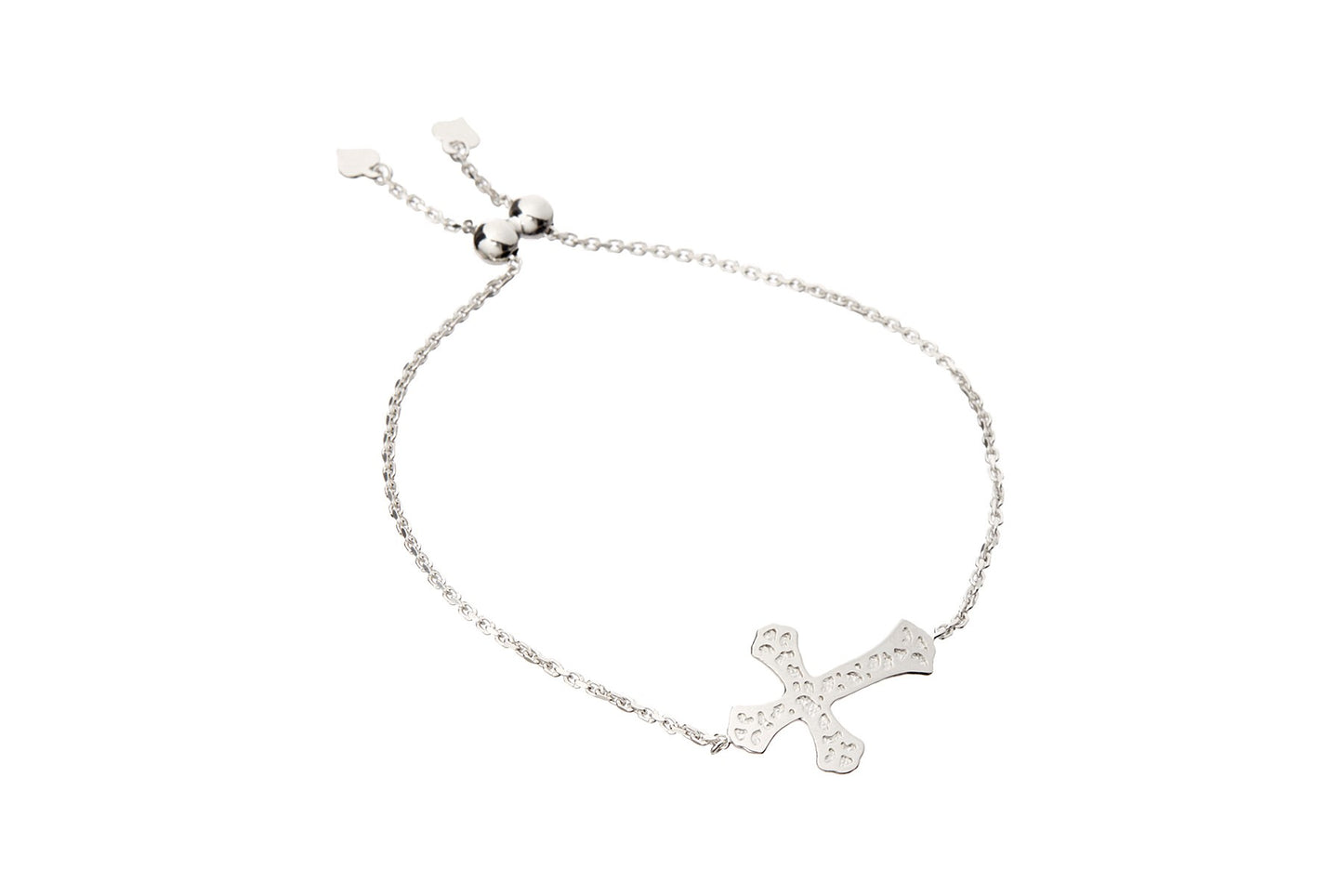 Italian Sterling Silver Adjustable Cross Bracelet