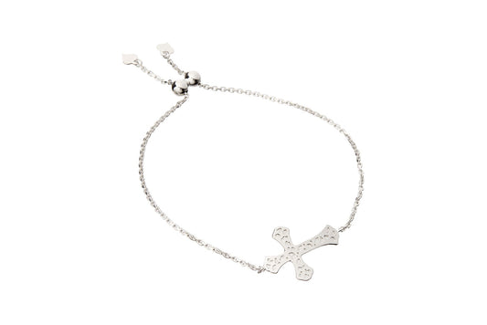 Italian Sterling Silver Adjustable Cross Bracelet