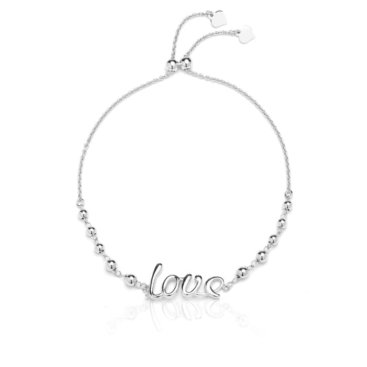 Italian Sterling Silver Adjustable "Love" Bracelet