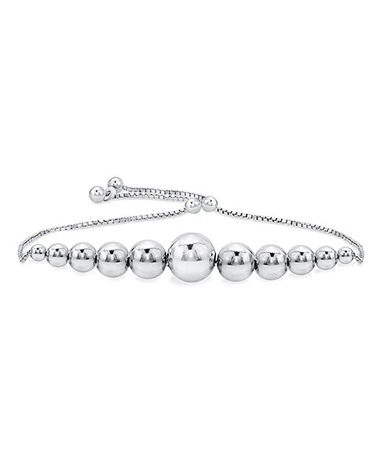Italian Sterling Silver Adjustable Graduated Bead Bracelet