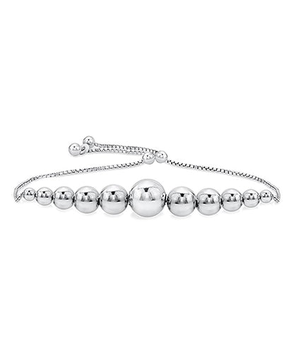 Italian Sterling Silver Adjustable Graduated Bead Bracelet