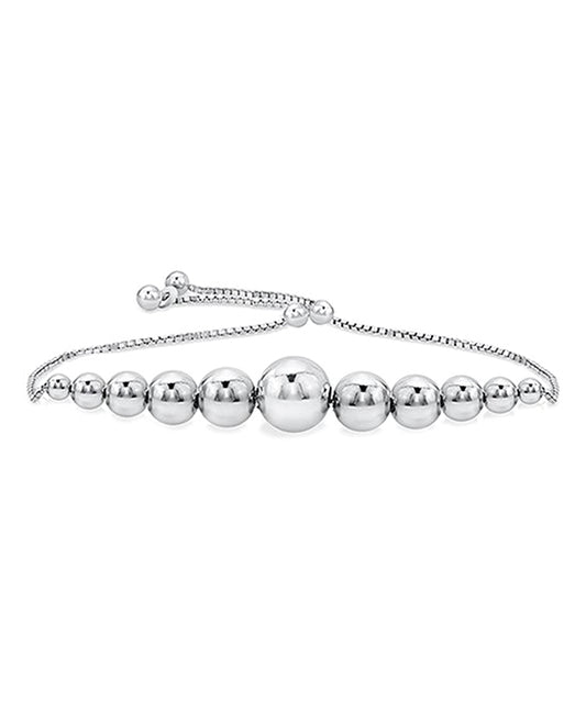 Italian Sterling Silver Adjustable Graduated Bead Bracelet