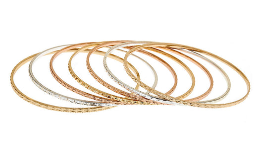 Set of 7 Stackable Bangle Bracelets – Mixed Metal Plated