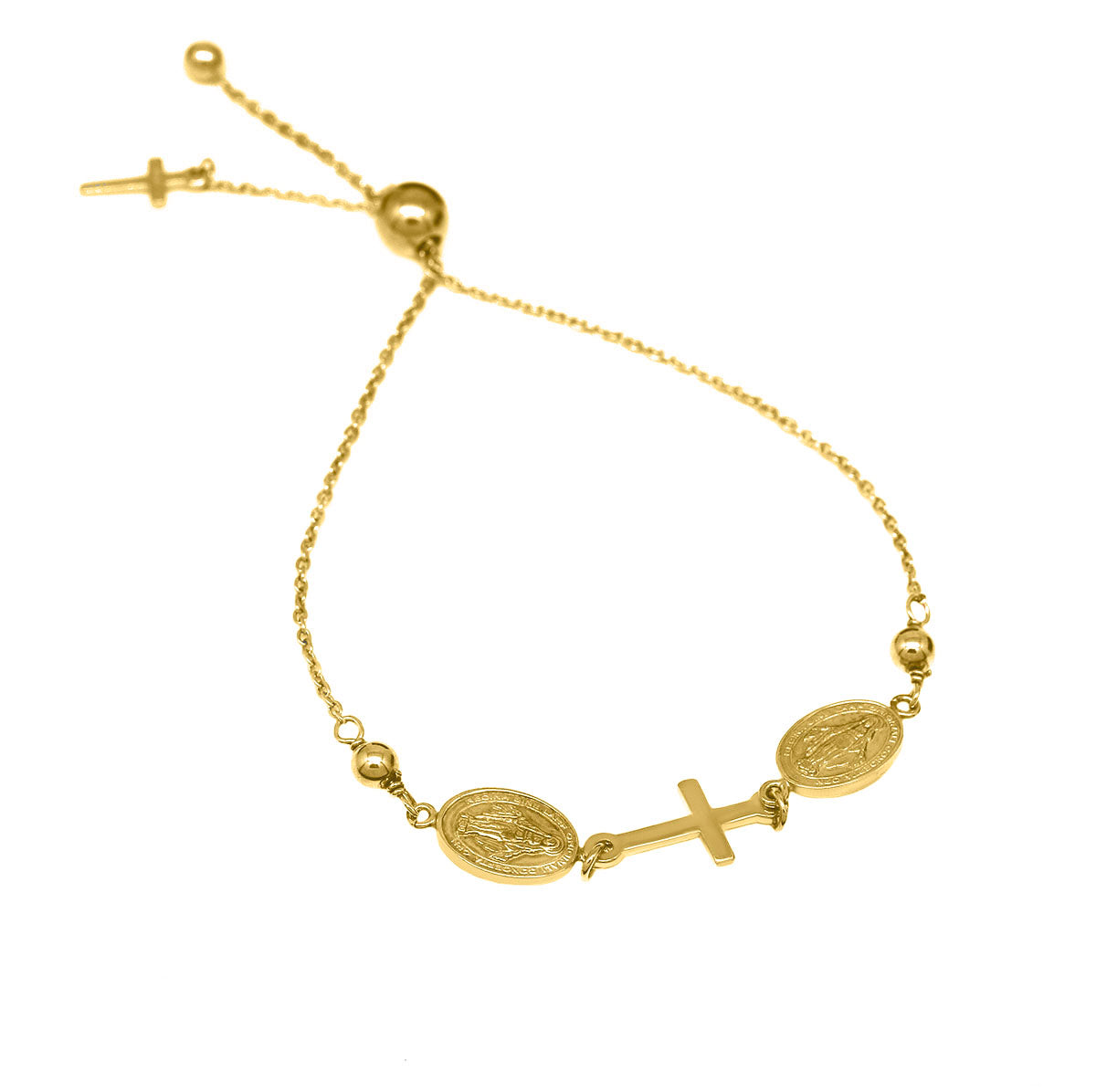 Italian Sterling Silver Adjustable Cross Faith Bracelet