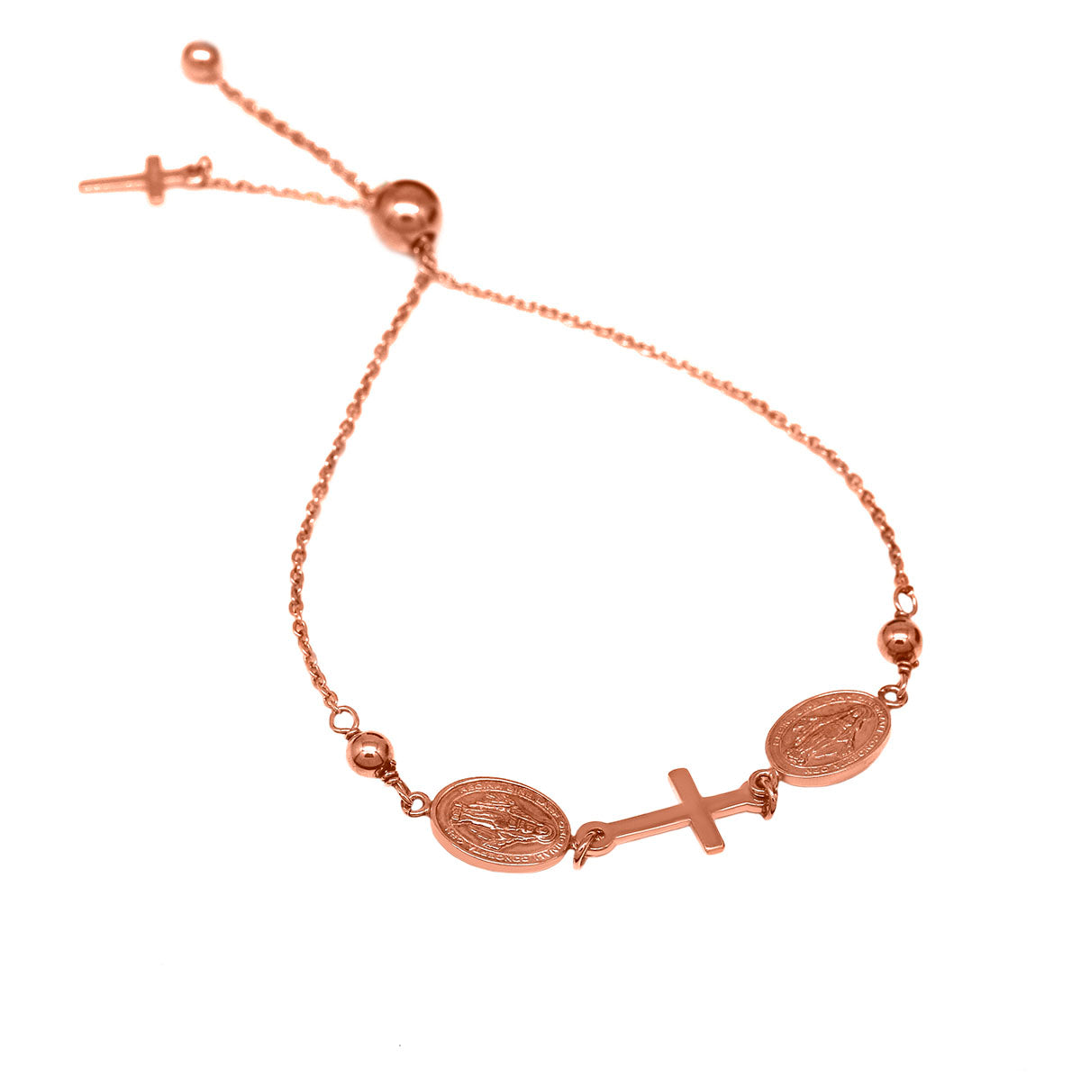 Italian Sterling Silver Adjustable Cross Faith Bracelet