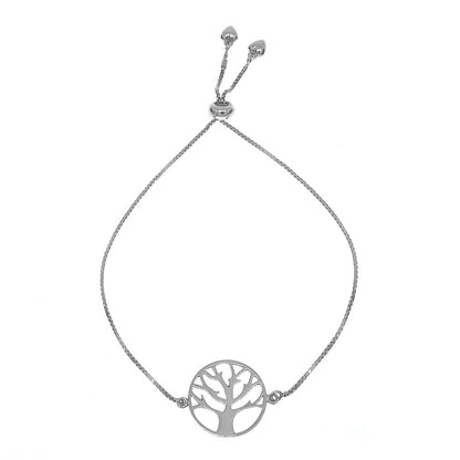 Italian Sterling Silver Tree Of Life Adjustable Bracelet