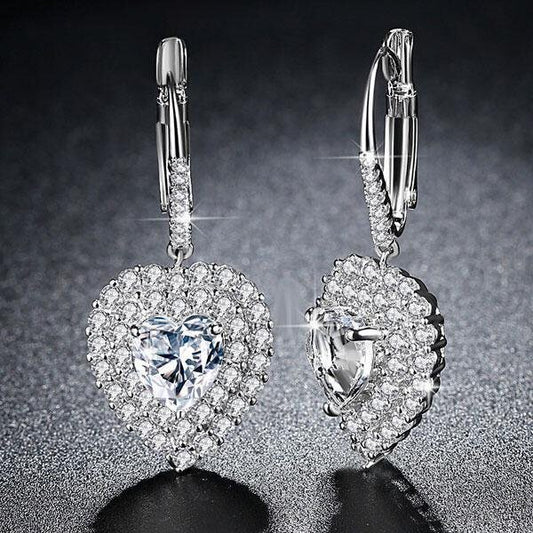 Heart Cut Crystal Leverback Earrings — Made With Swarovski Elements