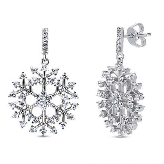Crystal Snowflake Drop Earrings — Made With Swarovski Elements
