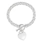 Sterling Silver Heart Charm Toggle Bracelet