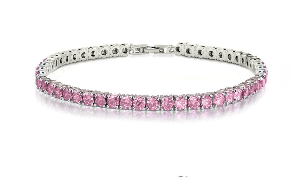 Round Cut Cubic Zirconia Tennis Bracelets — 10 Color Options