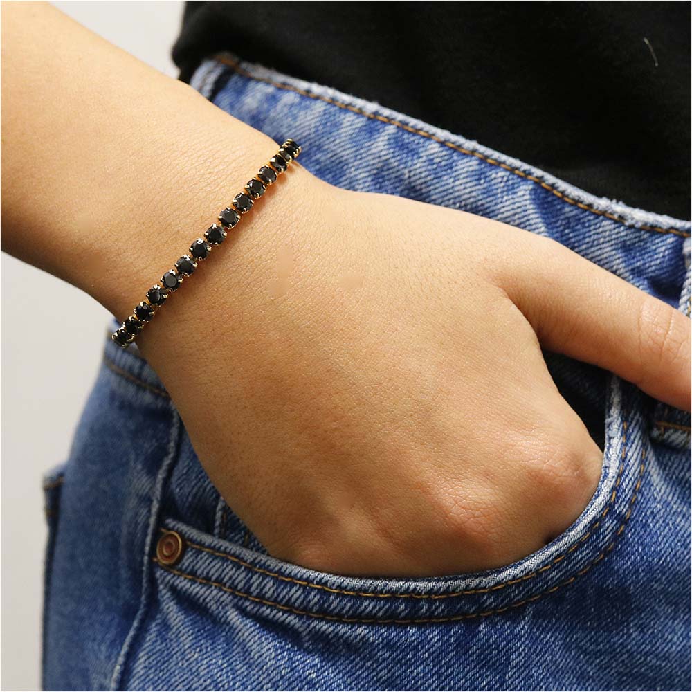 Round Cut Cubic Zirconia Tennis Bracelets — 10 Color Options