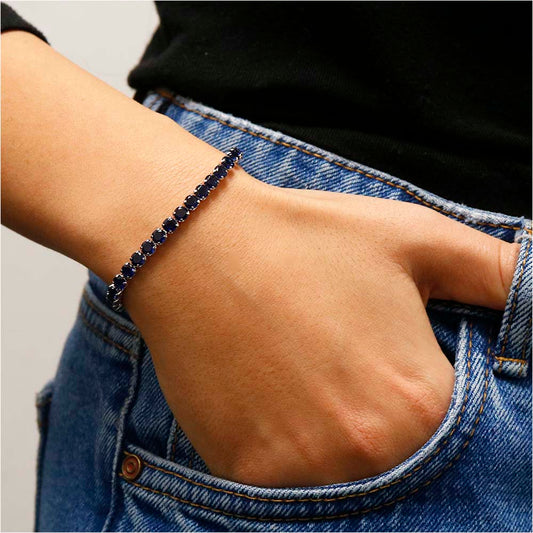 Round Cut Cubic Zirconia Tennis Bracelets — 10 Color Options