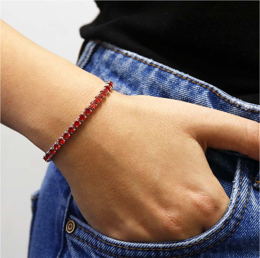Round Cut Cubic Zirconia Tennis Bracelets — 10 Color Options