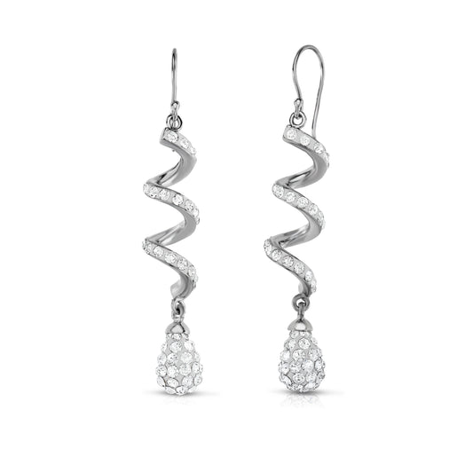 Spiral Crystal Drop Earrings