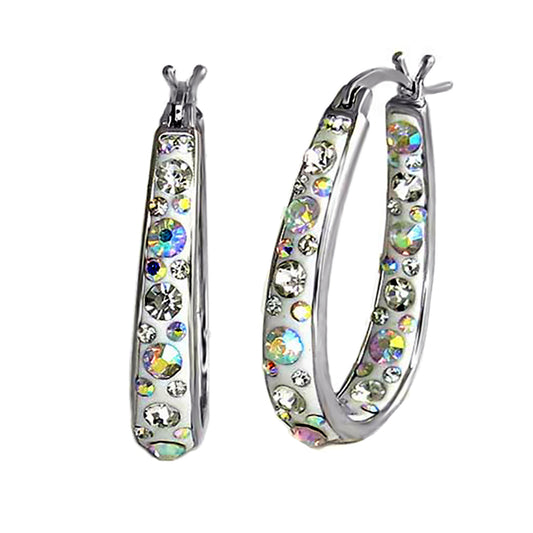 Graduated Multi-Stone Crystal Hoop Earrings