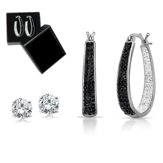 side Out Swarovski Crystal Hoop and Stud Set — Made With Swarovski Elements