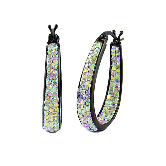 Graduated Aurora Borealis Crystal Hoop Earrings