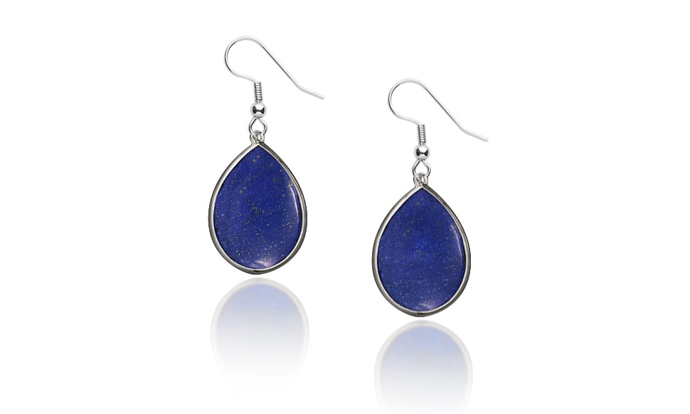 Genuine Stone Teardrop Earrings – Mother of Pearl, Tiger's Eye, or Lapis