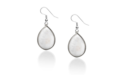 Genuine Stone Teardrop Earrings – Mother of Pearl, Tiger's Eye, or Lapis
