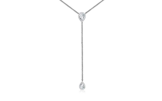 Pear Cut Crystal Lariat Necklace – Made with Swarovski Elements