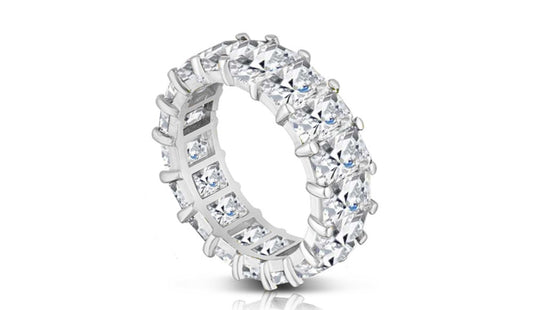 Emerald Cut Crystal Eternity Band — Made With Swarovski Elements