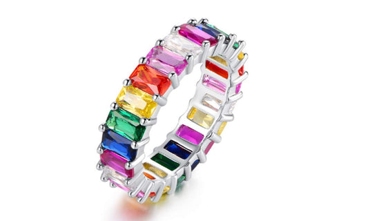 Emerald Cut Eternity Band – Swarovski Elements, 18K Gold Plated