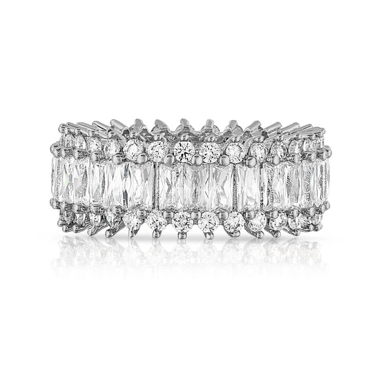 Emerald And Round Cut Eternity Band