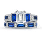 Emerald Cut Sapphire Ring and Band Set – 2 Piece