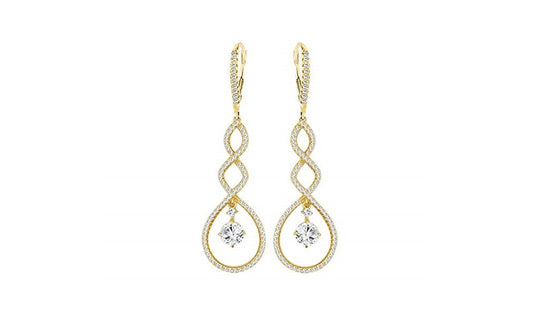 Spiral Drop Crystal Leverback Earrings – 18K Gold, Made with Swarovski Elements
