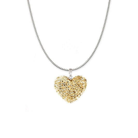 Sterling Silver Crystal Studded Heart Necklace