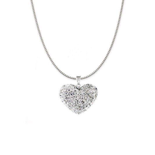 Sterling Silver Crystal Studded Heart Necklace