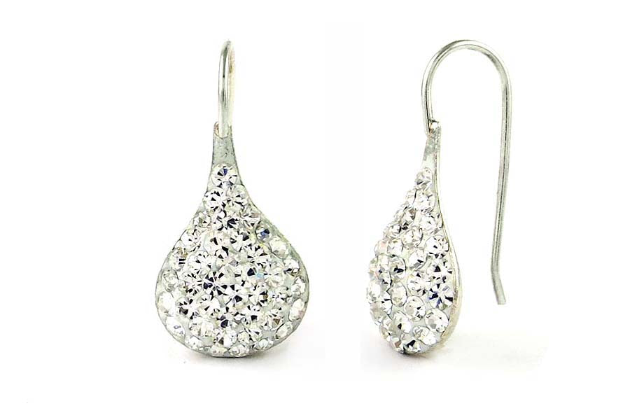 925 Sterling Silver Austrian Crystal Teardrop Earrings