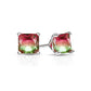 Sterling Silver Watermelon Tourmaline Stud Earrings – Round, Princess, or Heart Cut