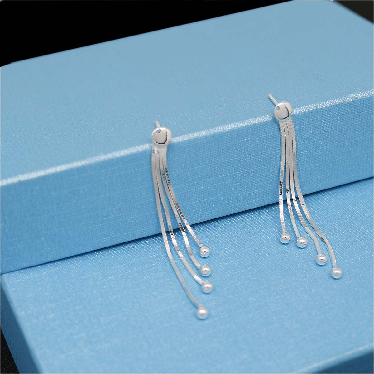 Italian Sterling Silver Asymmetrical Drop Earrings