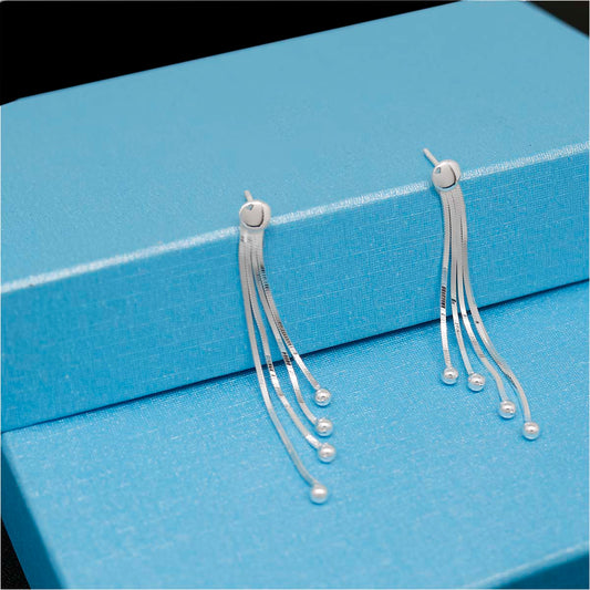 Italian Sterling Silver Asymmetrical Drop Earrings