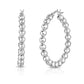 Solid Sterling Silver Beaded French Lock Hoop Earrings
