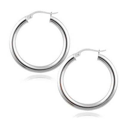 Sterling Silver Classic French Lock Hoop Earrings